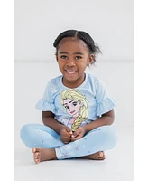 Disney Girls Princess Frozen Moana Mermaid Floral T-Shirt & Leggings Outfit Set to (2T - 14-16)