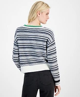 Nautica Jeans Women's Striped Dropped-Shoulder Sweater