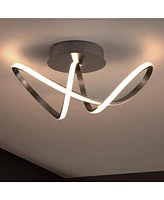 Jonathan Y Chantelle 19.5" 1-Light Modern Minimalist Aluminum Loop Integrated Led Semi Flush Mount