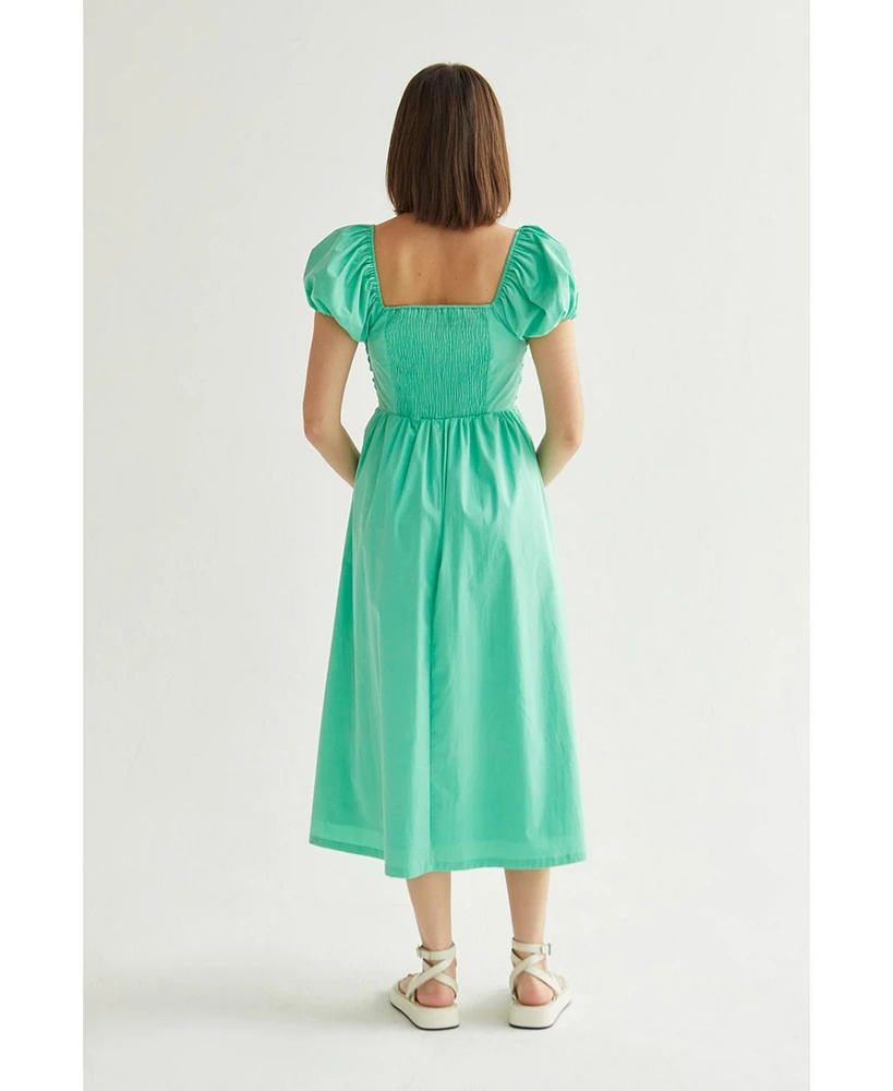 Crescent Women's Bella Puff Sleeve Midi Dress