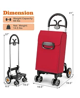 Skonyon Folding Shopping Cart Utility Hand Truck with Rolling Swivel Wheels