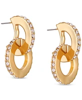 Guess Gold-Tone Pave Linked Circle Drop Earrings