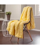 Chanasya Premium Fuzzy Faux Fur Rectangular Embossed Throw Blanket