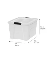 Iris Pack 40qt Clear View Plastic Storage Bin with Lid and Secure Latching Buckles