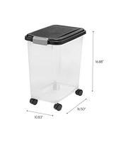 Iris 33qt/25lbs Airtight Pet Food Storage Container, Black