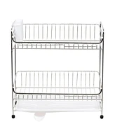 Iris Usa 2-tier Medium-sized Dish Rack with Drain Spout, White