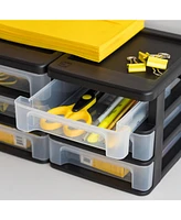 Iris Usa Small 3-Drawer Desktop Organizer, 4 Pack, Stackable, for Office, School, Stationary, Makeup Organizer, Bathroom, Utility, Medical Supplies, D