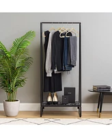 Iris Usa Clothes Rack for Hanging Clothes with 2 Shelves, Freestanding Clothing Rack, Easy to Assemble Garment Rack, Metal, Sturdy Design, Multipurpos