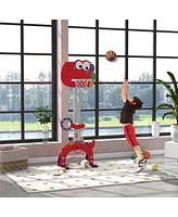 Qaba Kids Basketball Hoop, Adjustable Height 4.4-5 ft, 5 in 1 Design, Red