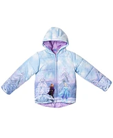 Frozen Little Girls Princess Anna Elsa Zip Up Winter Coat Puffer Jacket
