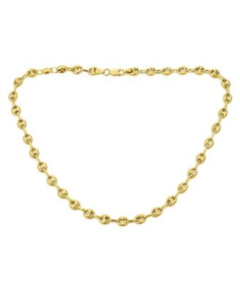 Bling Jewelry Unisex Yellow 14k Gold Overlay .925 Sterling Silver Nautical Anchor Link Puff Mariner Chain Necklace For Women Men 6mm Wide 24 Inch