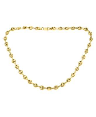 Bling Jewelry Unisex Yellow 14k Gold Overlay .925 Sterling Silver Nautical Anchor Link Puff Mariner Chain Necklace For Women Men 6mm Wide 24 Inch