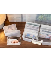 Iris Usa 4" x 6" Photo Storage Box with 12 cases, Handle, Craft Organizers and Storage Cases for Pictures, Cards, Clear