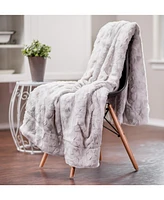 Chanasya Premium Wolf Faux Fur Throw Blanket - Soft, Fuzzy Sherpa & Minky For Bed or Couch 50" x 65” Dark Rose