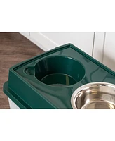 Iris Remington 47lbs/45qt Large Elevated Dog Food Bowl with Airtight Pet Food Storage Container, Green