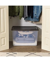 Iris Usa 3 Pack 144qt Large Clear View Plastic Storage Bin with Lid and Secure Latching Buckles