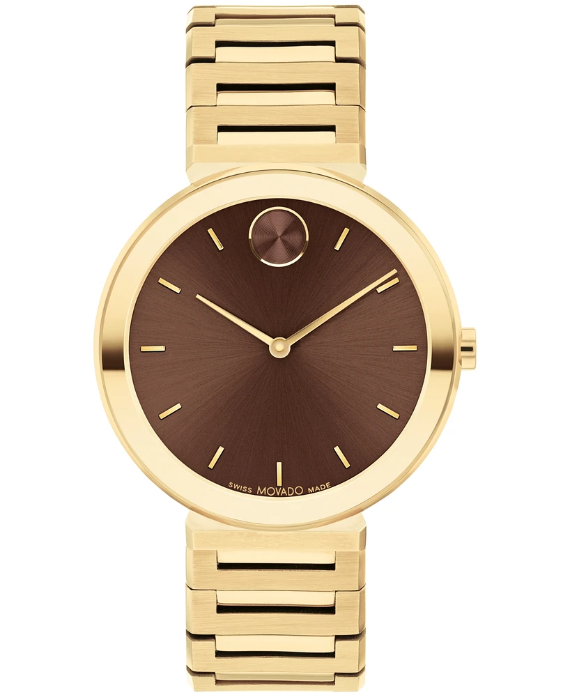 Movado Women's Bold Horizon Swiss Quartz Ionic Plated Light Gold Steel Watch 34mm - Gold