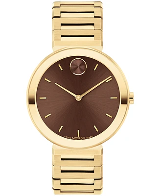 Movado Women's Bold Horizon Swiss Quartz Ionic Plated Light Gold Steel Watch 34mm