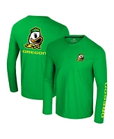 Colosseum Men's Green Oregon Ducks Logo Lockup 3-Hit Active Blend Long Sleeve T-Shirt