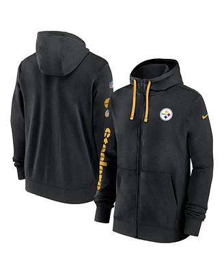 Nike Men's Black Pittsburgh Steelers 2024 Sideline Club Full-Zip Hoodie