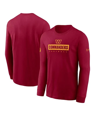 Nike Men's Burgundy Washington Commanders Sideline Performance Long Sleeve T-Shirt