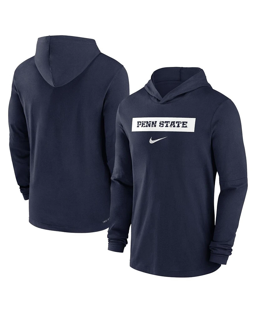 Nike Men's Navy Penn State Nittany Lions Sideline Hoodie Performance Long Sleeve T-Shirt