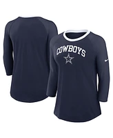 Nike Women's Navy Dallas Cowboys Raglan 3/4 Sleeve T-Shirt