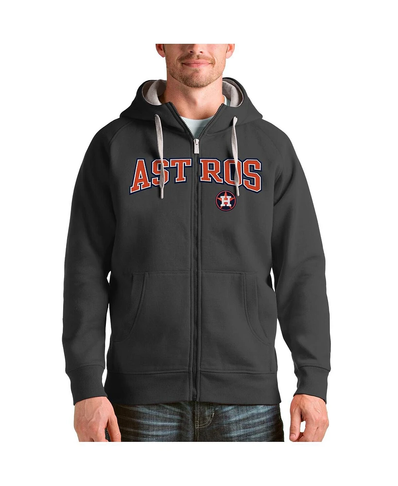 Antigua Men's Charcoal Houston Astros Team Logo Victory Full-Zip Hoodie