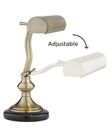 Traditional Piano Banker Desk Lamp 12" High Antique Brass Gold Metal Shade Adjustable Arm Decor for Living Room Bedroom House Bedside Nightstand Home