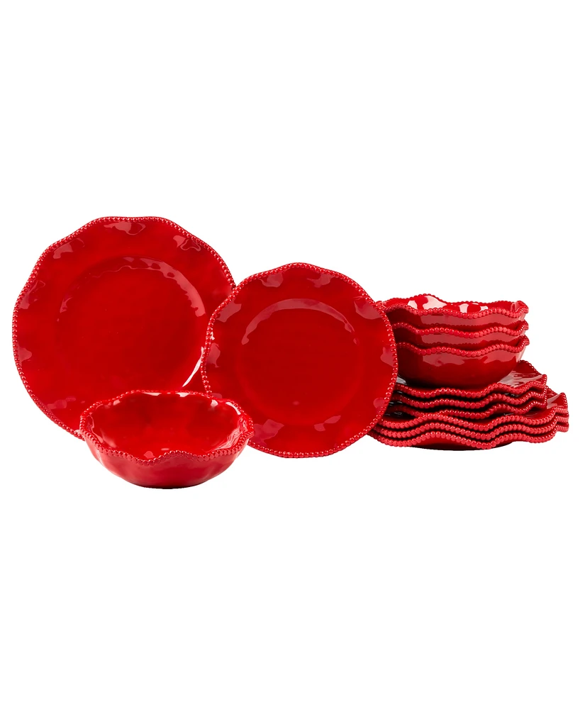 Certified International Perlette Red Melamine 12 Pc. Dinnerware Set, Service for 4