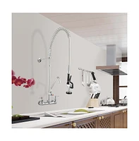 Yescom Aquaterior Pre-Rinse Brass Wall-mount Faucet w/ 12" Add-On Faucet Restaurant Cupc Nsf