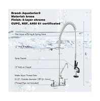 Yescom Aquaterior Pre-Rinse Brass Wall-mount Faucet w/ 12" Add-On Faucet Restaurant Cupc Nsf