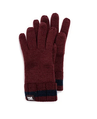 Muk Luks Men's Ribbed Gloves, Oxford/Navy, One Size