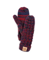 Muk Luks Women's Patch Pom Mittens, Liberty Blue, One