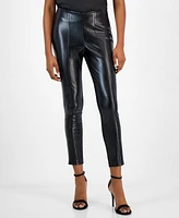 Tahari Asl Women's Faux-Leather Skinny Ankle Pants