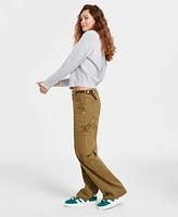 Ultra Flirt Juniors' High-Rise Washed Cargo Pants