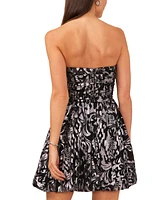 1.state Women's Strapless Metallic-Print Mini Dress