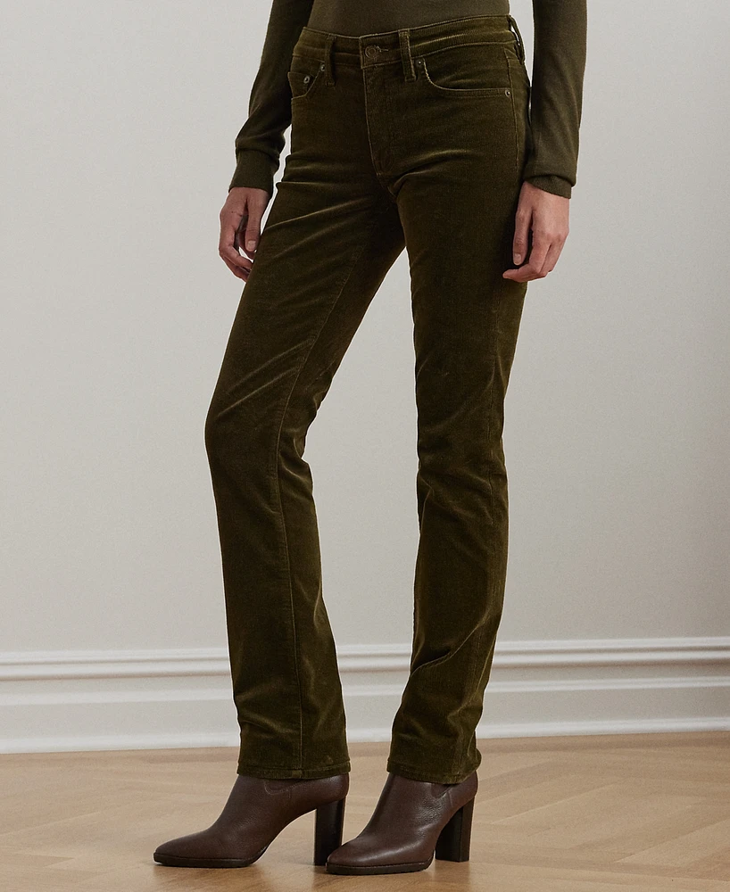 Lauren Ralph Petite Stretch Corduroy Mid-Rise Straight Pants