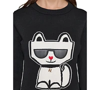 Karl Lagerfeld Paris Women's Choupette Crewneck Sweater, Regular & Petites