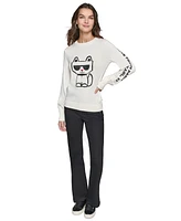 Karl Lagerfeld Paris Women's Choupette Crewneck Sweater, Regular & Petites