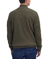 Barbour Men's Ramsden Cable-Knit Quarter-Zip Wool Sweater with Faux-Suede Trim