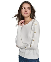 Karl Lagerfeld Paris Women's Button-Sleeve Sweater