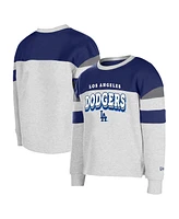 New Era Big Girls Gray Los Angeles Dodgers Colorblock Pullover Sweatshirt