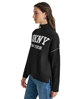 Dkny Jeans Women's Intarsia Logo Turtleneck Sweater