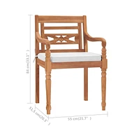 vidaXL Batavia Chairs 2 pcs with Cushions Solid Teak Wood