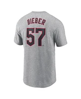 Nike Men's Shane Bieber Gray Cleveland Guardians Fuse Name Number T-Shirt