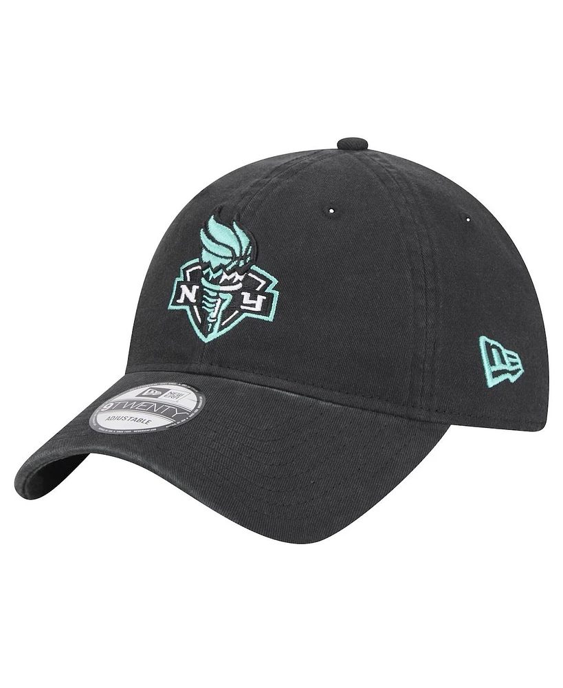 New Era Men's and Women's Black New York Liberty Core Logo 9TWENTY Adjustable Hat