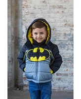 Dc Comics Justice League Superman Batman Zip Up Puffer Jacket Toddler |Child Boys