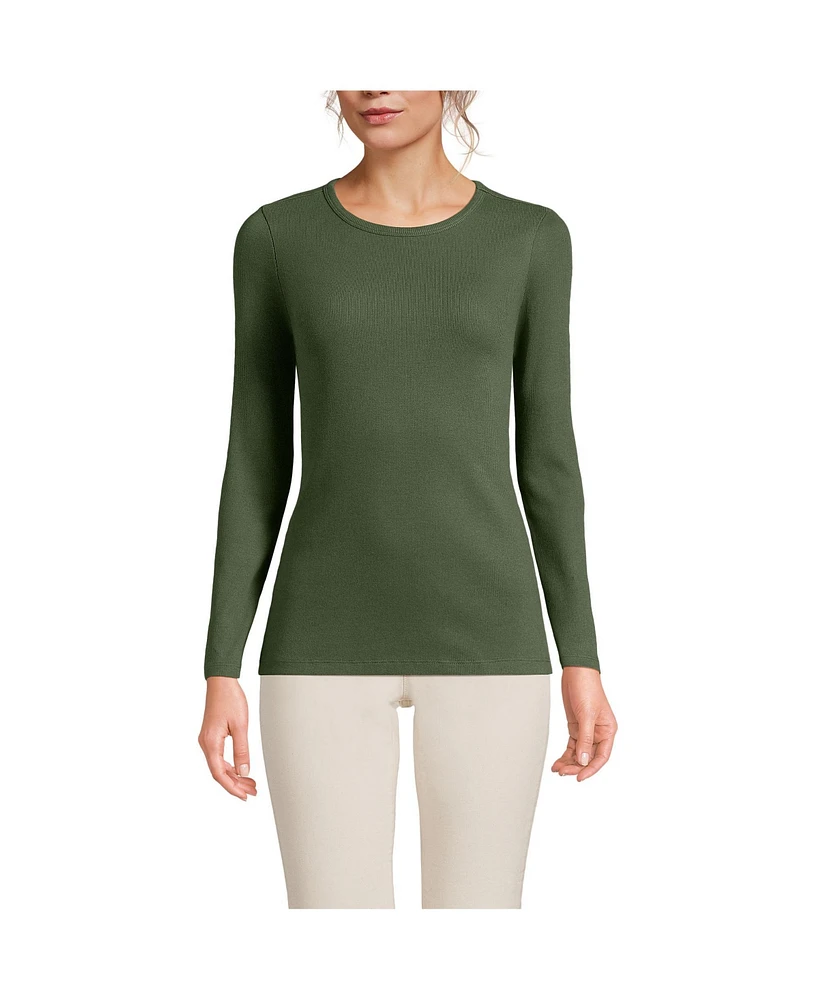 Lands' End Women's Long Sleeve Micro Rib T-Shirt