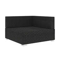 vidaXL Sectional Corner Chair with Cushions Poly Rattan Black